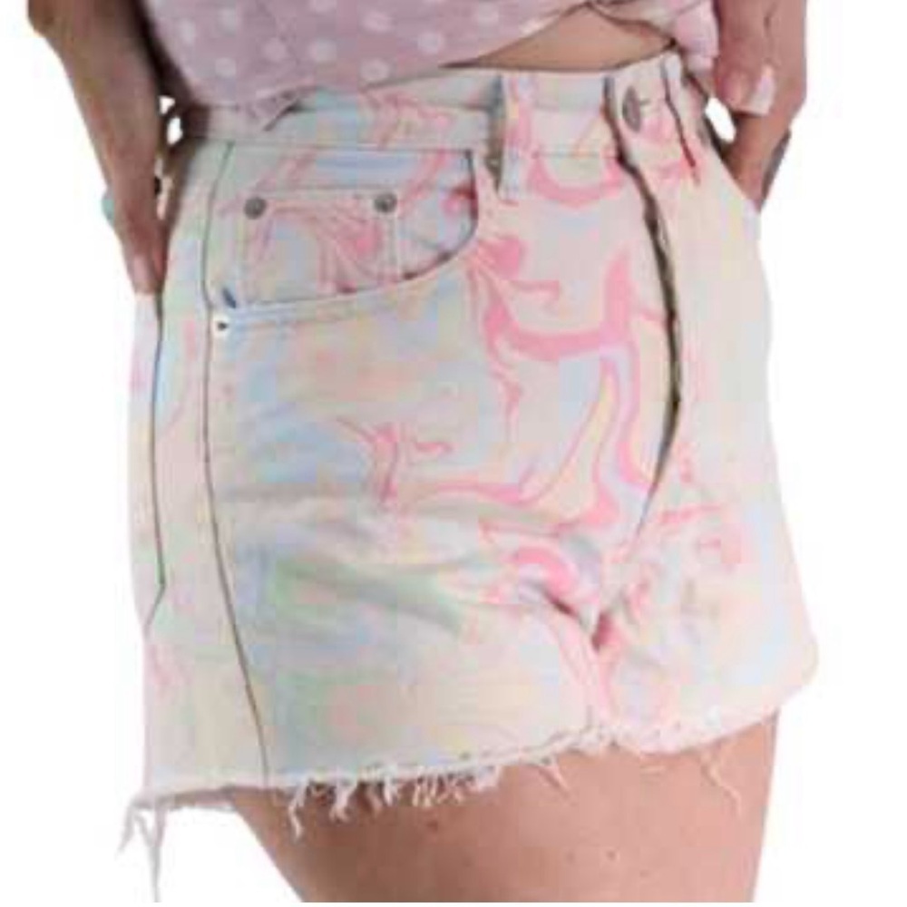 Zara Pastel Tie-Dye Jean Shorts size 30